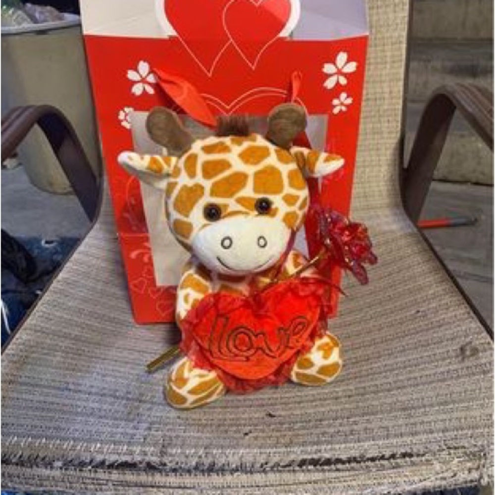 Light up Rose valentine giraffe stuff animal